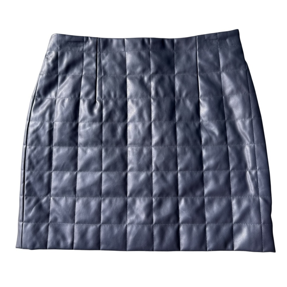 MILLY Vegan Leather Quilted Skirt